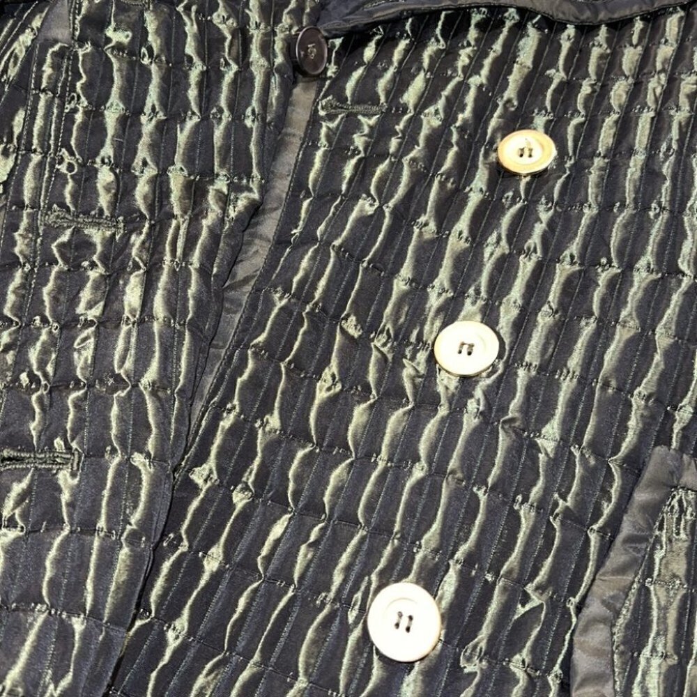 ZARA Woman Metallic Green Quilted Double Breasted Tied Trench Coat Size Medium - Picture 14 of 16